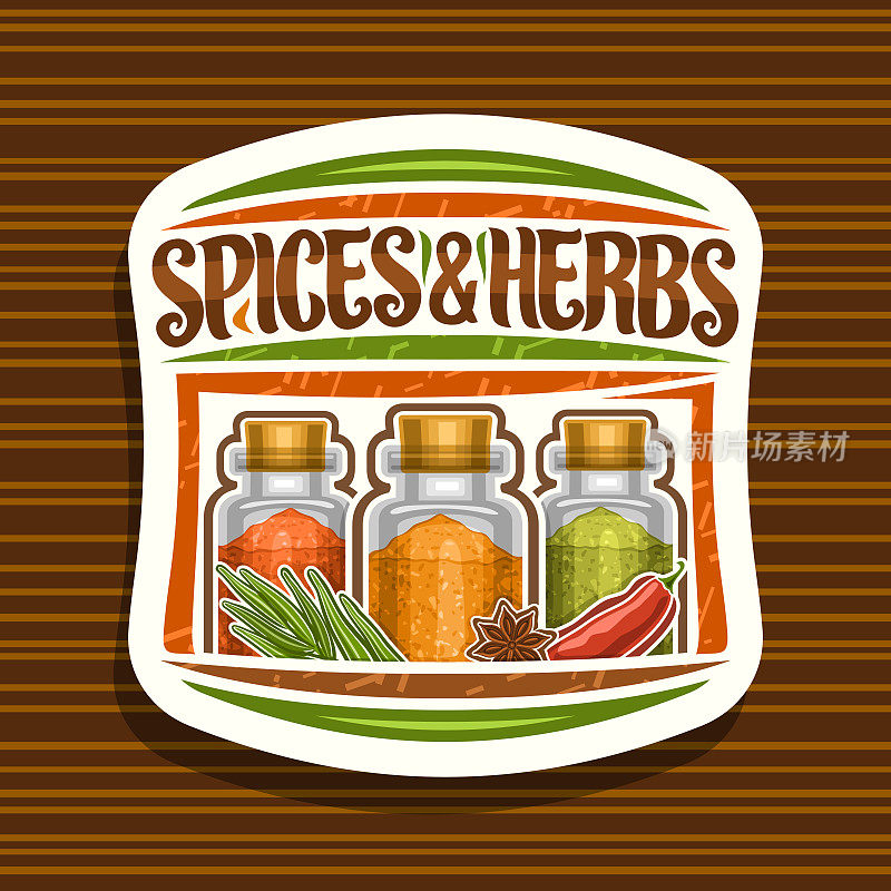 Vector label for Spices and Herbs